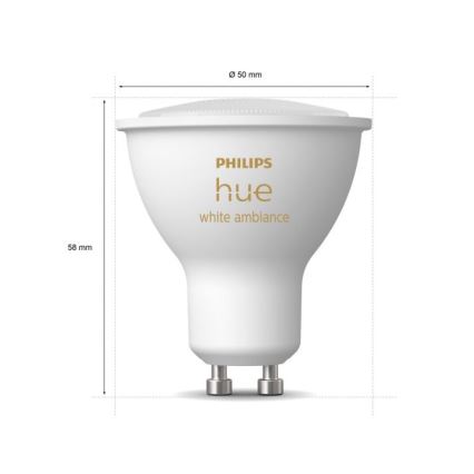 НАБІР 3xLED Лампочка з регулюванням яскравості Philips Hue WHITE AMBIANCE GU10/4,3W/230V 2200-6500K