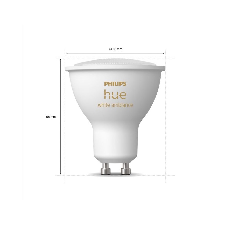 НАБІР 3xLED Лампочка з регулюванням яскравості Philips Hue WHITE AMBIANCE GU10/4,3W/230V 2200-6500K