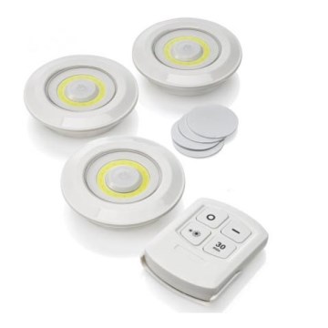 НАБІР 3xLED Сенсорний світильник з регулюванням яскравості LED/3W/3xAAA + пульт дистанційного керування