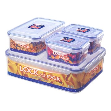 НАБІР 4 шт. Контейнер для продуктів LOCK 0,47/1/3,9 л синій/прозорий