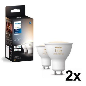 НАБІР 4x димованих світлодіодних ламп Philips Hue WHITE AMBIANCE GU10/4,2W/230V 2200-6500K