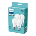 НАБІР 4x LED Лампочка Philips A60 E27/10W/230V 4000K