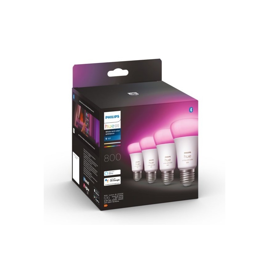 НАБІР 4x LED Лампочка з регулюванням яскравості Philips Hue White And Color Ambiance E27/6,5W/230V 2000-6500K