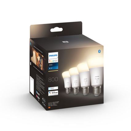НАБІР 4x LED Лампочка з регулюванням яскравості Philips Hue WHITE A60 E27/9W/230V 2700K