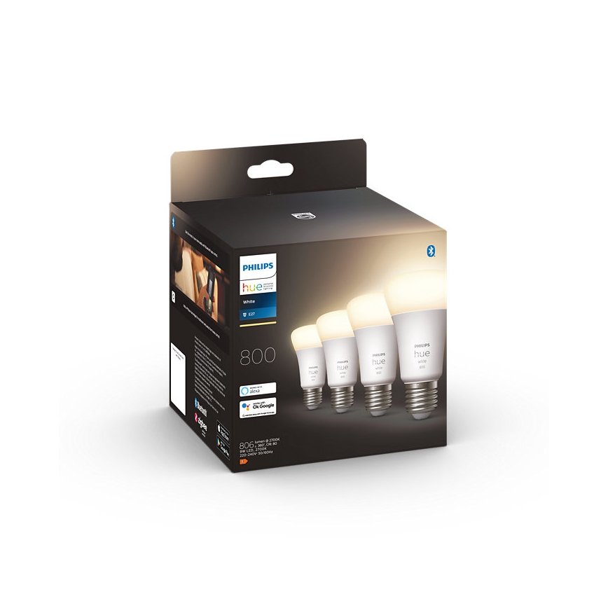 НАБІР 4x LED Лампочка з регулюванням яскравості Philips Hue WHITE A60 E27/9W/230V 2700K