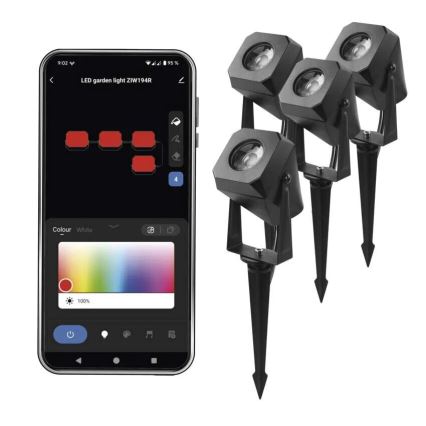 НАБІР 4x LED RGBIC Вулична лампа з регулюванням яскравості LED/7W/230V 3000-6500K IP65 Wi-Fi Tuya