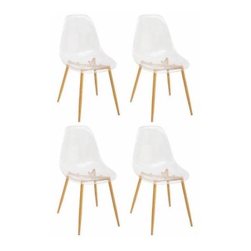 НАБІР 4x Обіднє крісло TAHO коричневий/прозорий