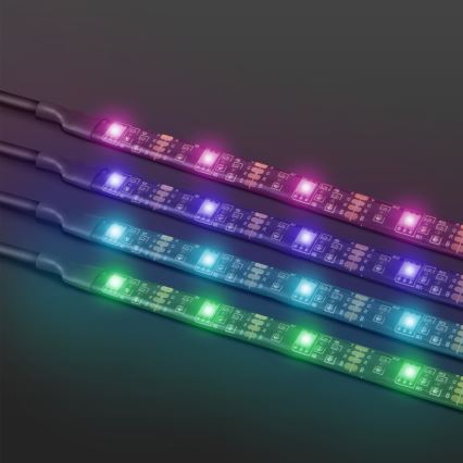 НАБІР 4x Світлодіодна RGB стрічка з регулюванням яскравості 2x30см 2x50см LED/2,16/3,6W/5V IP65 + дистанційне керування