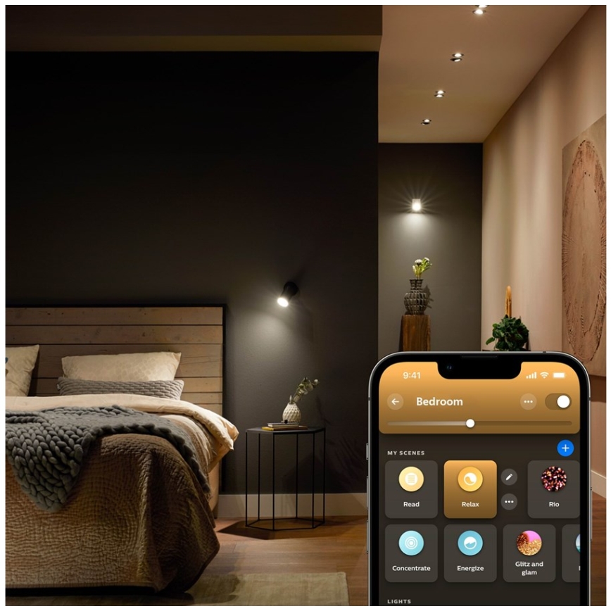 Набір із 4 затемнюваних LED-ламп Philips Hue WHITE AMBIANCE GU5,3/MR16/5,1W/12V 2200-6500K