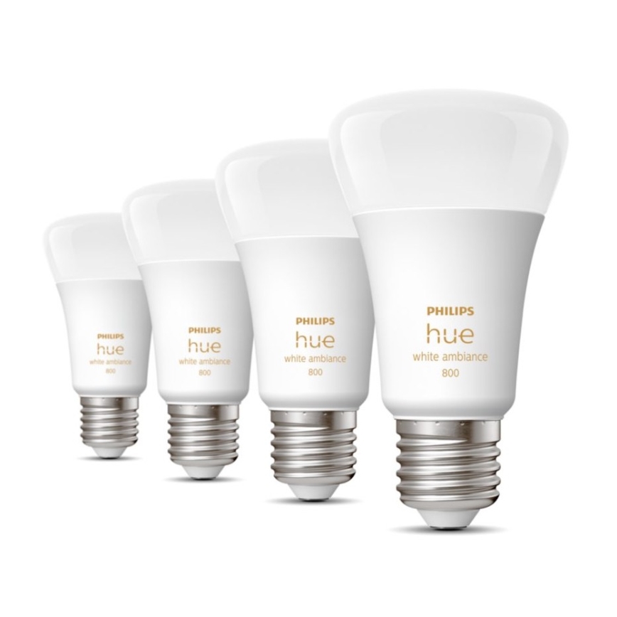 НАБІР 4xLED Лампочка з регулюванням яскравості Philips Hue WHITE AMBIANCE E27/6W/230V 2200-6500K