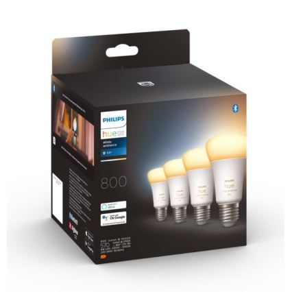 НАБІР 4xLED Лампочка з регулюванням яскравості Philips Hue WHITE AMBIANCE E27/6W/230V 2200-6500K