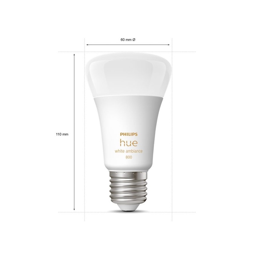 НАБІР 4xLED Лампочка з регулюванням яскравості Philips Hue WHITE AMBIANCE E27/6W/230V 2200-6500K