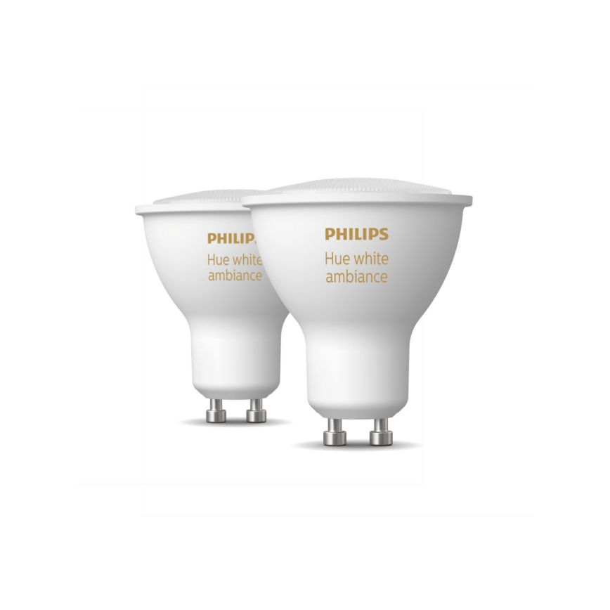 НАБІР 4x Світлодіодна лампочка з регулюванням яскравості Philips Hue WHITE AMBIANCE GU10/5W/230V 2200-6500K