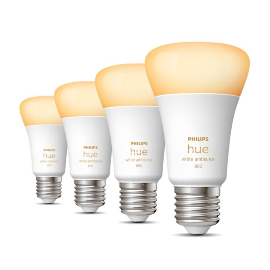 НАБІР 4xLED Лампочка з регулюванням яскравості Philips Hue WHITE AMBIANCE E27/6W/230V 2200-6500K