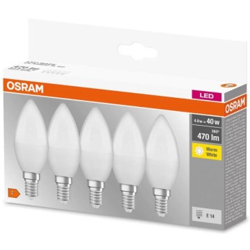 НАБІР 5x Світлодіодна лампочка BASE B40 E14/4,9W/230V 2700K - Osram
