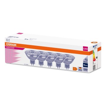 НАБІР 5x Світлодіодна лампочка MR16 GU5,3/3,8W/12V 4000K 36° - Osram