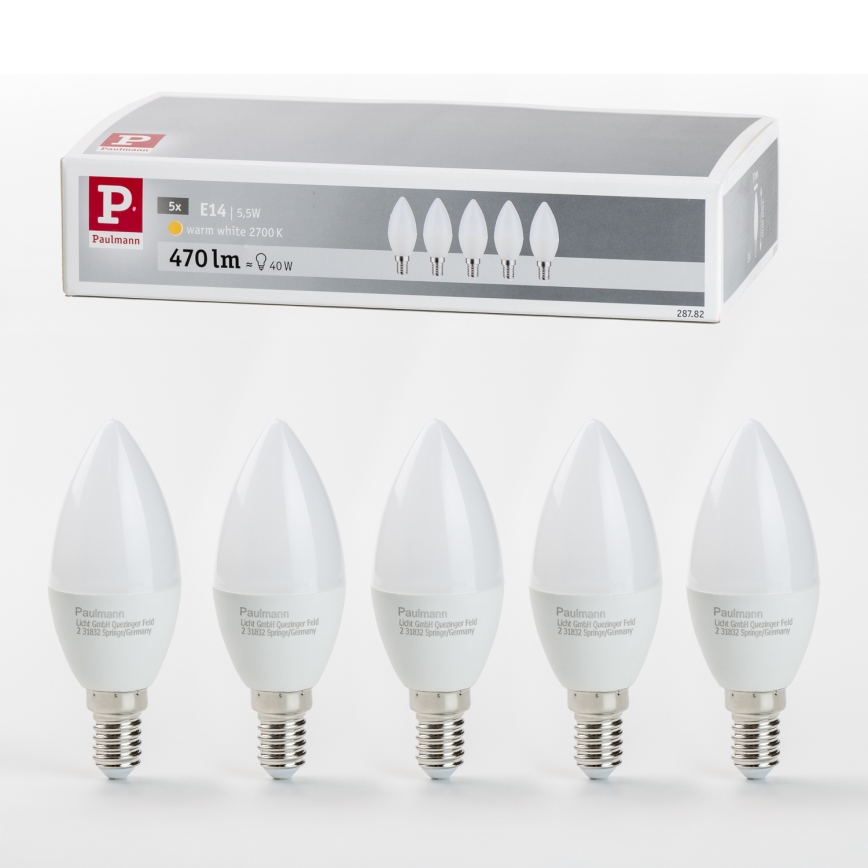 НАБІР 5x Світлодіодна лампочка E14/5,5W/230V 2700K - Paulmann 28782