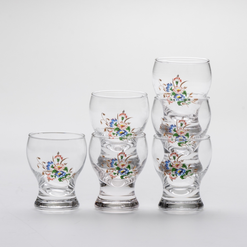 Набір 6x чарка для лікеру прозорий - зразок квітки № 3