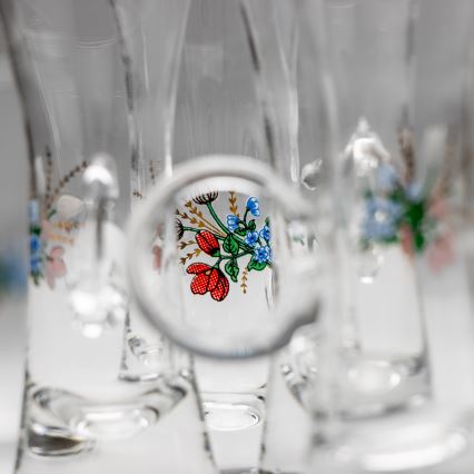 Набір 6x чарка для лікеру з вушком прозорий з мотивом букета № 5