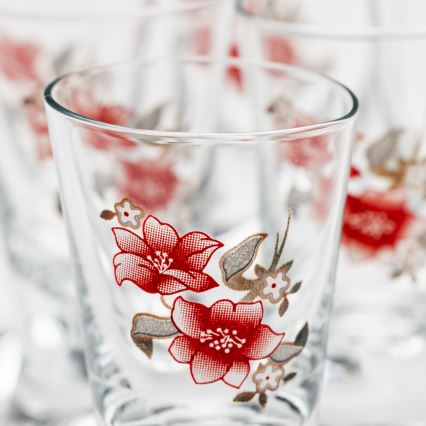 Набір 6x чарки для шотів прозорий з мотивом букета № 2