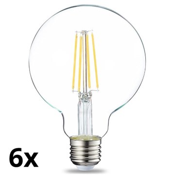 НАБІР 6x LED лампочка з регулюванням яскравості VINTAGE G93 E27/8W/230V 2700K