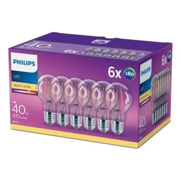 НАБІР 6x Світлодіодна лампочка VINTAGE Philips E27/4W/230V 2700K