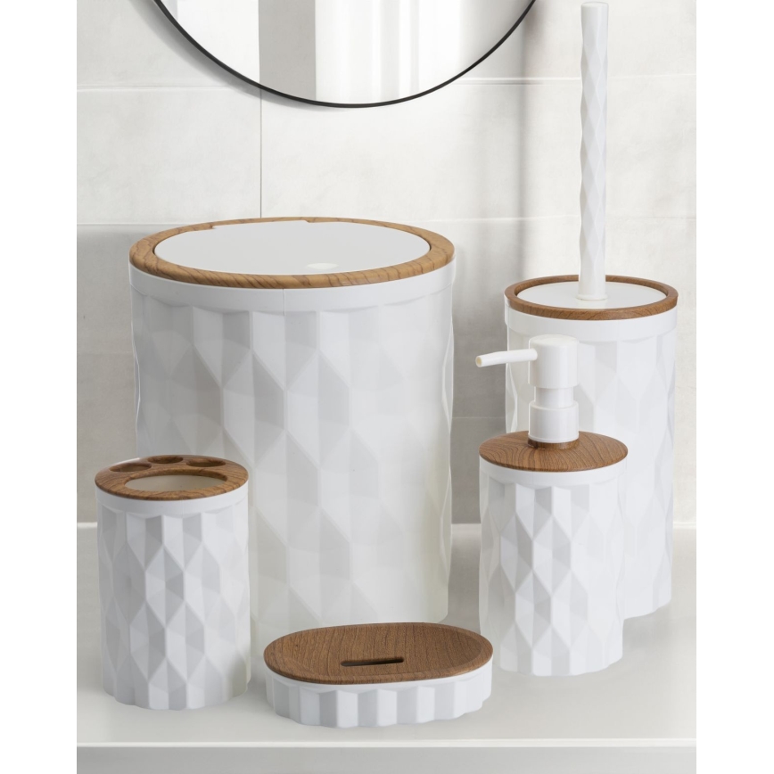 Набір для ванної REINA 5 шт. білий/коричневий