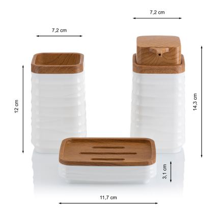 Набір для ванної WAVE 5 шт. білий/коричневий