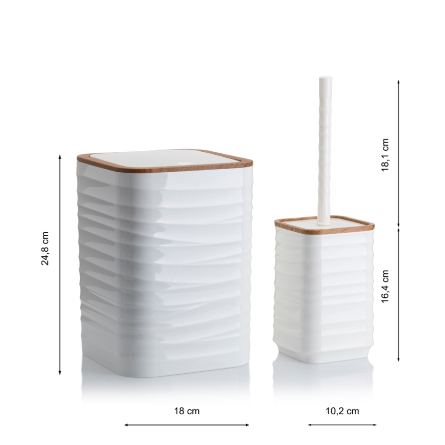 Набір для ванної WAVE 5 шт. білий/коричневий