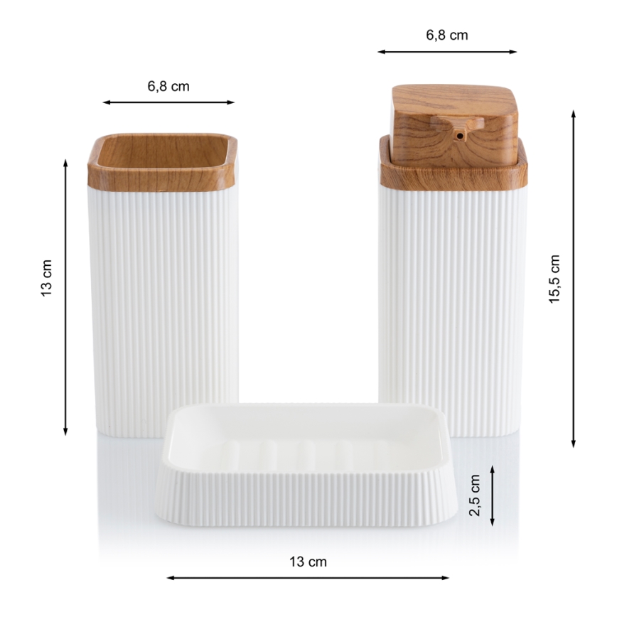 Набір для ванної ZOYA 5 шт. білий/коричневий