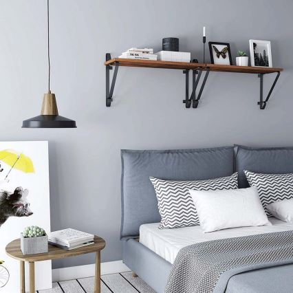 Набір із 2 настінних полиць SHELFY коричнева/чорна