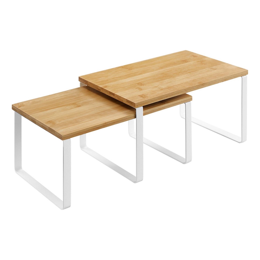 Набір із 2 полиць для зберігання MARGE біла/коричнева