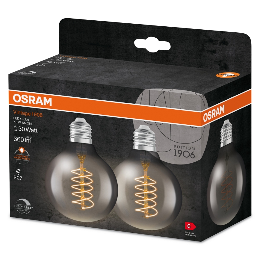 Набір із 2 регульованих LED-ламп VINTAGE FILAMENT E27/7,8W/230V 1800K - Osram