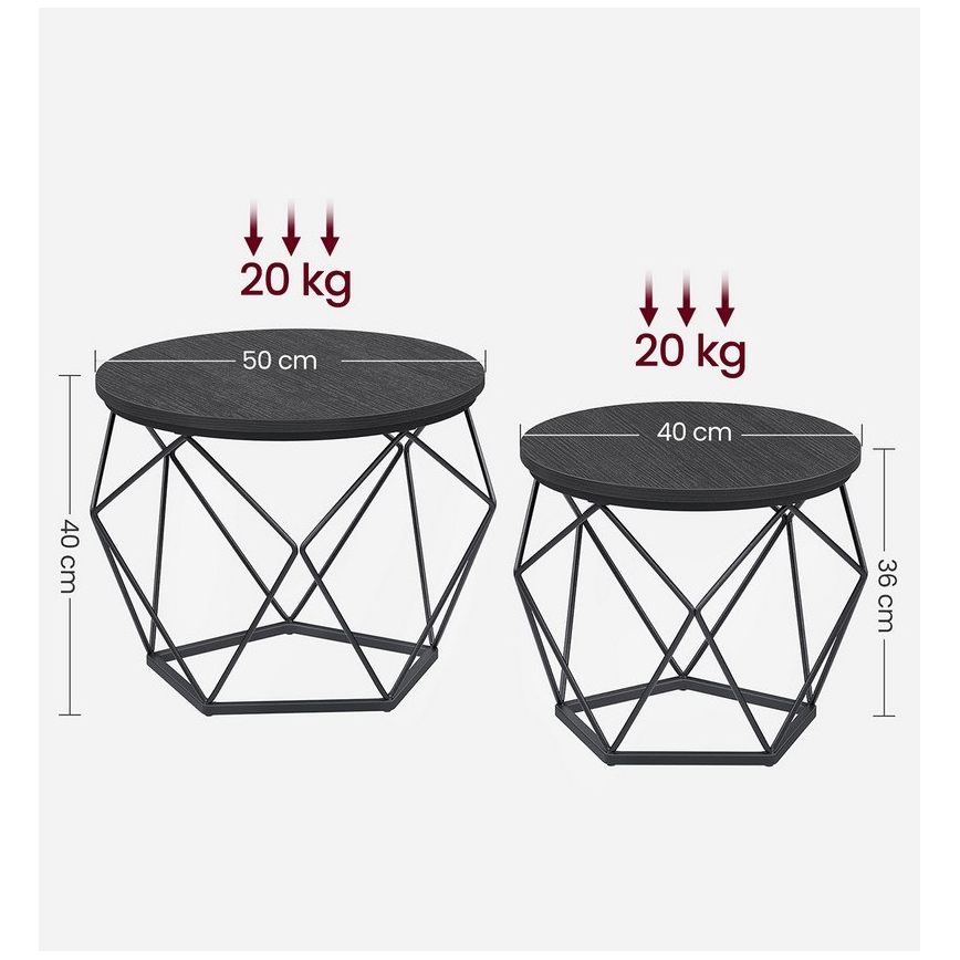 Набір із 2 журнальних столиків TALIA, чорного кольору
