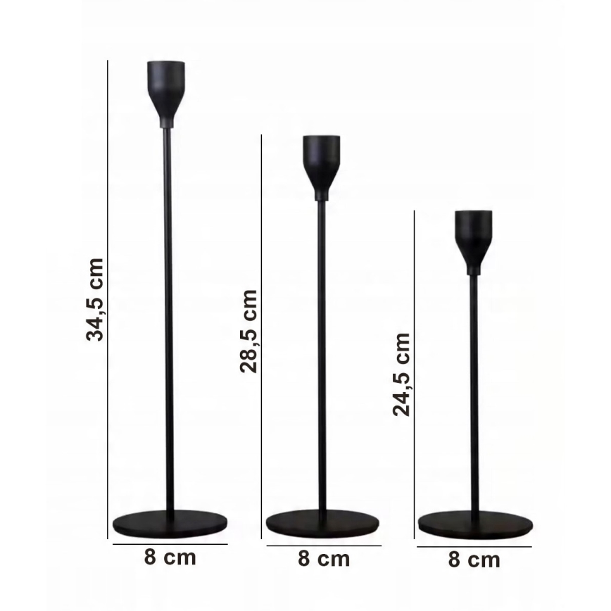 Набір із 3 чорних підсвічників