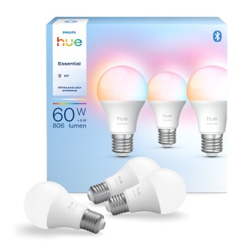 Набір із 3 димованих світлодіодних ламп Philips Hue White and Color Ambiance Essential E27/8W/230V 2200-6500K