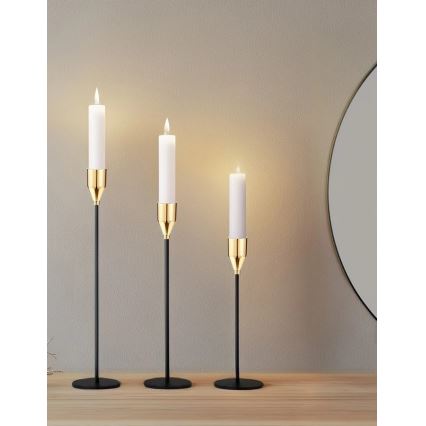 Набір із 3 підсвічників чорний/золотий