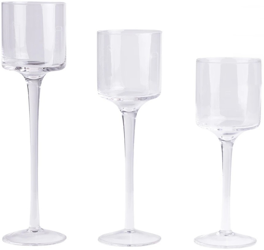 Набір із 3 прозорих підсвічників