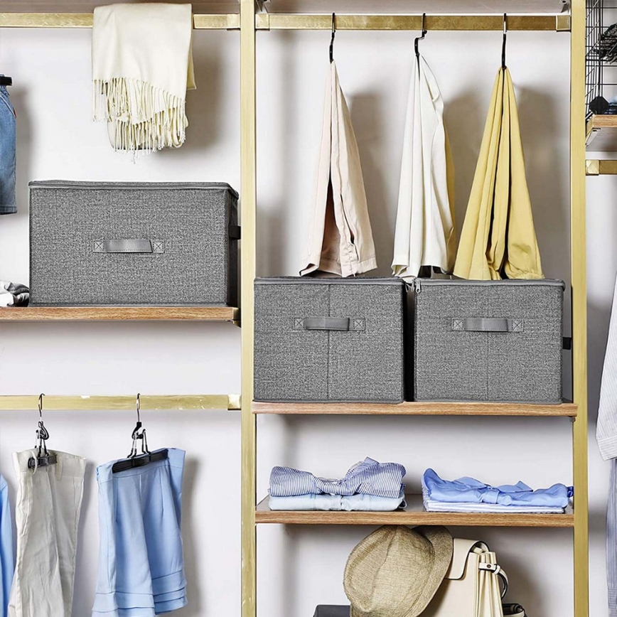 Набір із 3 сірих органайзерів для зберігання зі застібкою-блискавкою CURAN