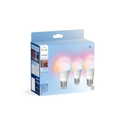 Набір із 3 димованих світлодіодних ламп Philips Hue White and Color Ambiance Essential E27/8W/230V 2200-6500K
