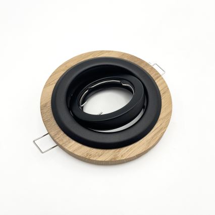 НАБІР із 3 вбудованих стельових світильників TOBBY, 1×GU10/20 Вт/230 В, діаметр 11,5 см, дуб/чорний