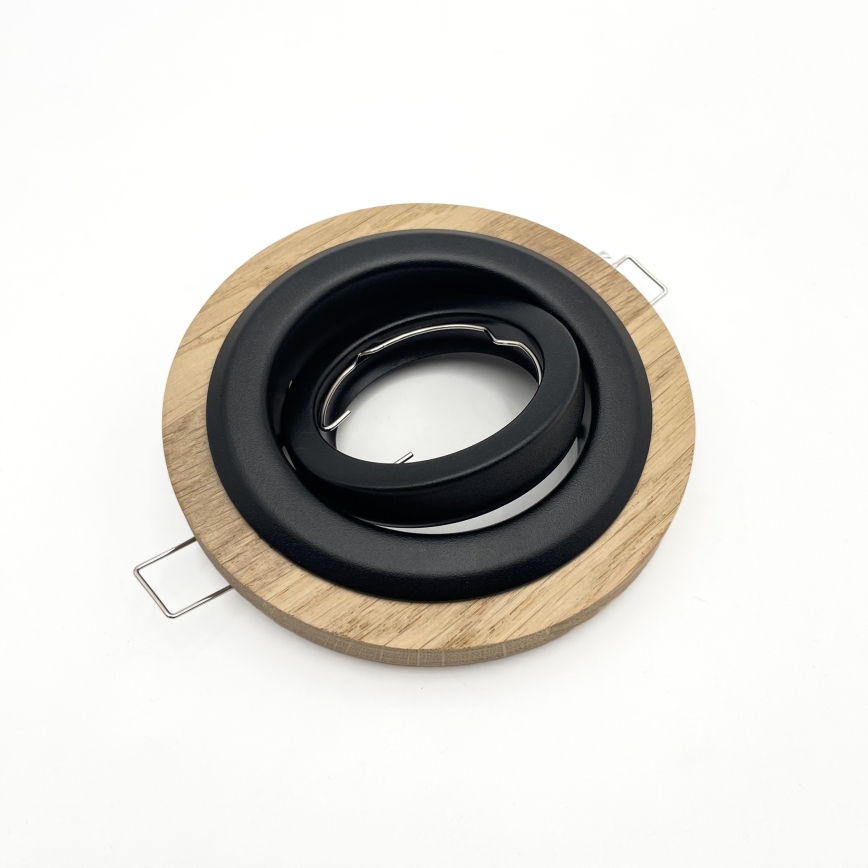 НАБІР із 3 вбудованих стельових світильників TOBBY, 1×GU10/20 Вт/230 В, діаметр 11,5 см, дуб/чорний