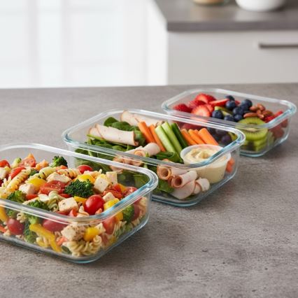 Набір із 4 контейнерів для продуктів — прозорий/м'ятний
