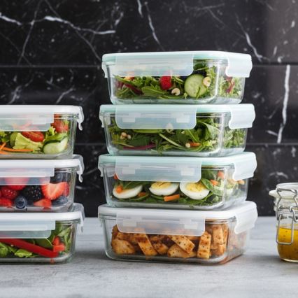 Набір із 4 контейнерів для продуктів — прозорий/м'ятний