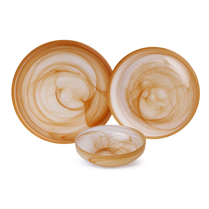 Набір посуду 18 шт. помаранчевий/скло