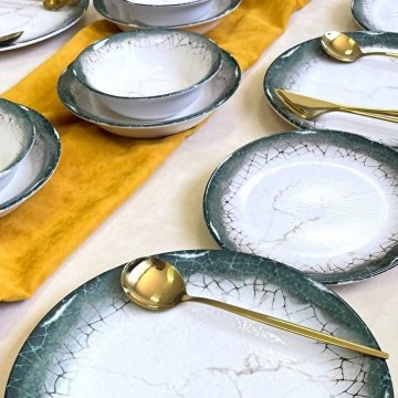 Набір посуду, 24 предмети, білий/антрацит/кераміка