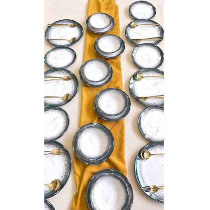 Набір посуду, 24 предмети, білий/антрацит/кераміка