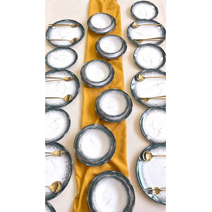 Набір посуду, 24 предмети, білий/антрацит/кераміка