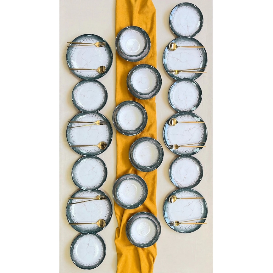 Набір посуду, 24 предмети, білий/антрацит/кераміка