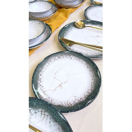 Набір посуду, 24 предмети, білий/антрацит/кераміка